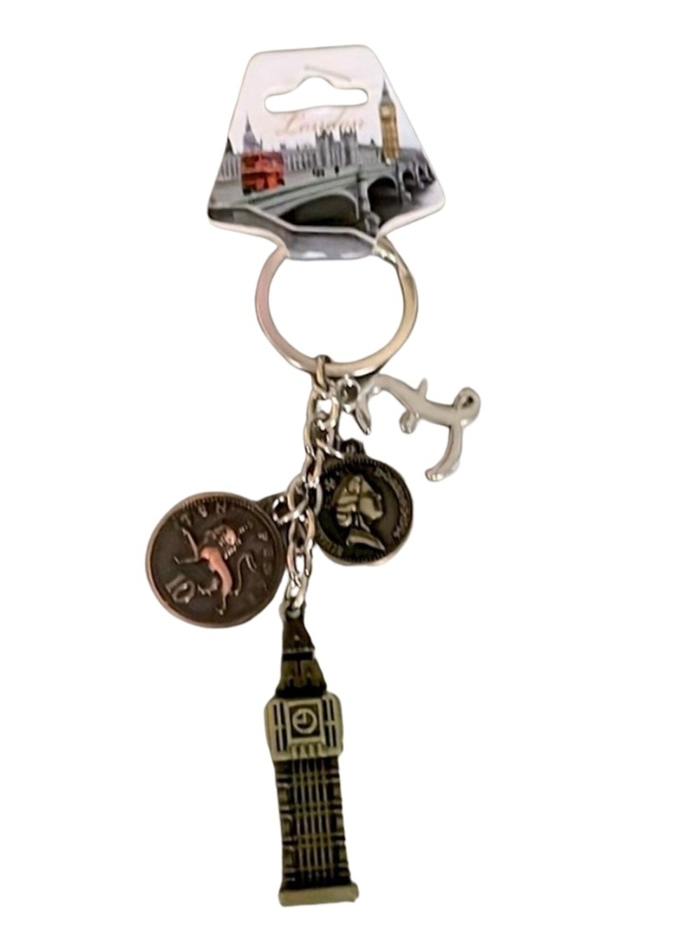 🇬🇧 London England Big Ben British Coin Airplane Charm Keychain